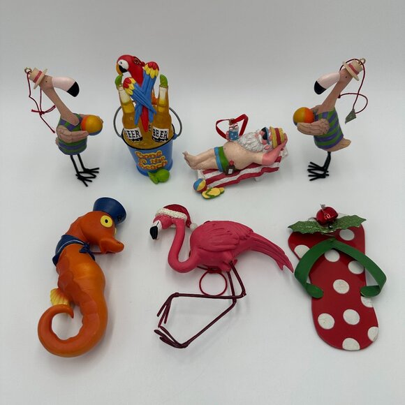 7 Midwest of Cannon Falls & Stouffer Ornaments / Florida Christmas Flamingos - Picture 1 of 12